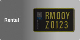 Rental vehicle number plate